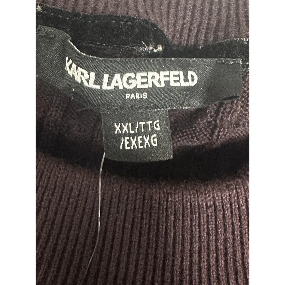 Karl Lagerfeld Paris Sweater Mens 2XL Wine‎ Burgundy Cable Knit Crewneck Ribbed